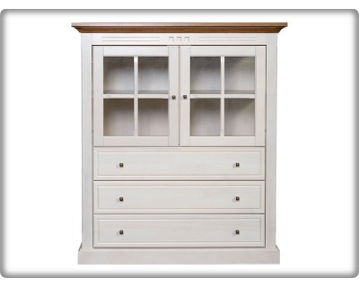 Castello 3F vitrines komód fehér/dió