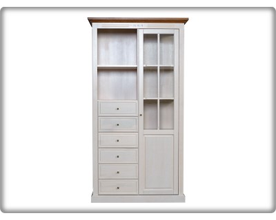 Castello 6F vitrines szekrény fehér/dió