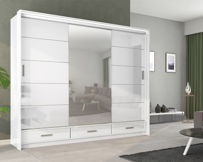 Florenz tolóajtós szekrény fehér/tükör