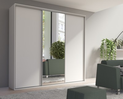 Grandioso tolóajtós szekrény 277 fehér/tükör