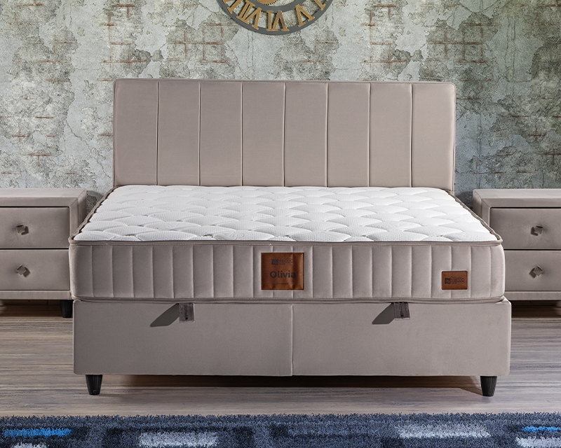 Olivia boxspring ágy 140x200 bézs