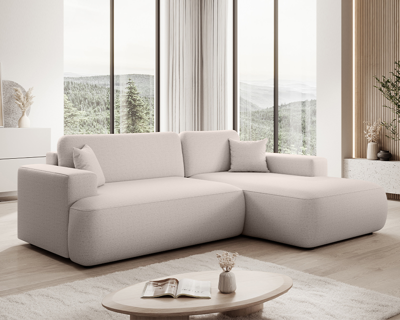 Daniella sarokgarnitúra balos világos szürke