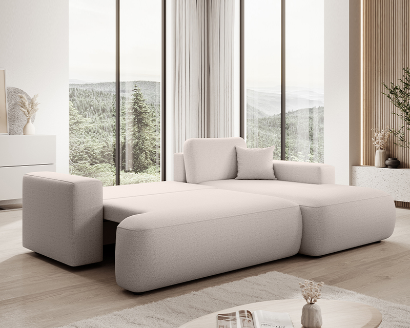 Daniella sarokgarnitúra balos világos szürke