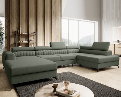 Azzuro U sarokgarnitúra balos zöld