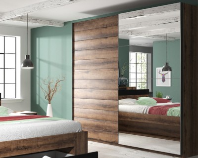 Kendy tolóajtós szekrény 200 öreg tölgy/tükör