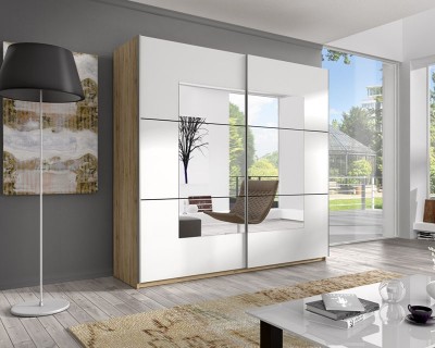 Kendy tolóajtós szekrény 180 v sanremo/fehér/tükör