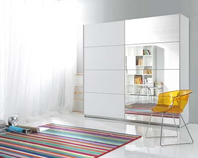 Kendy tolóajtós szekrény fehér/tükör 200