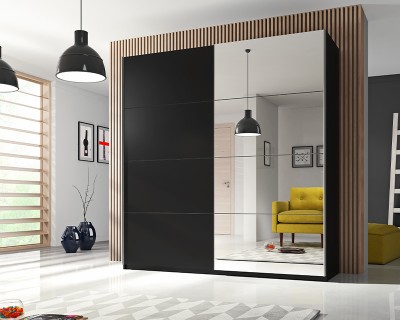 Kendy tolóajtós szekrény fekete/tükör 220